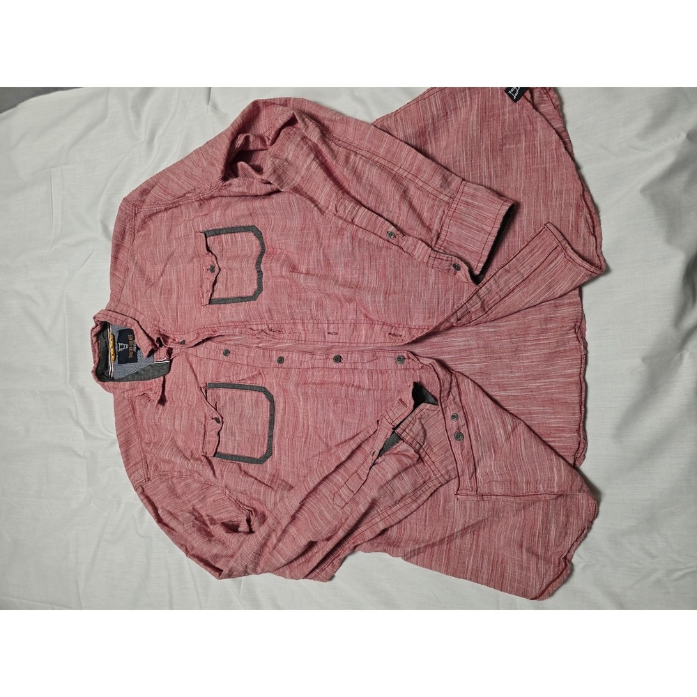 Quilted Giraffe Shirt Mens 2XL Chambray Western Button Up Double Pocket‎ Casual